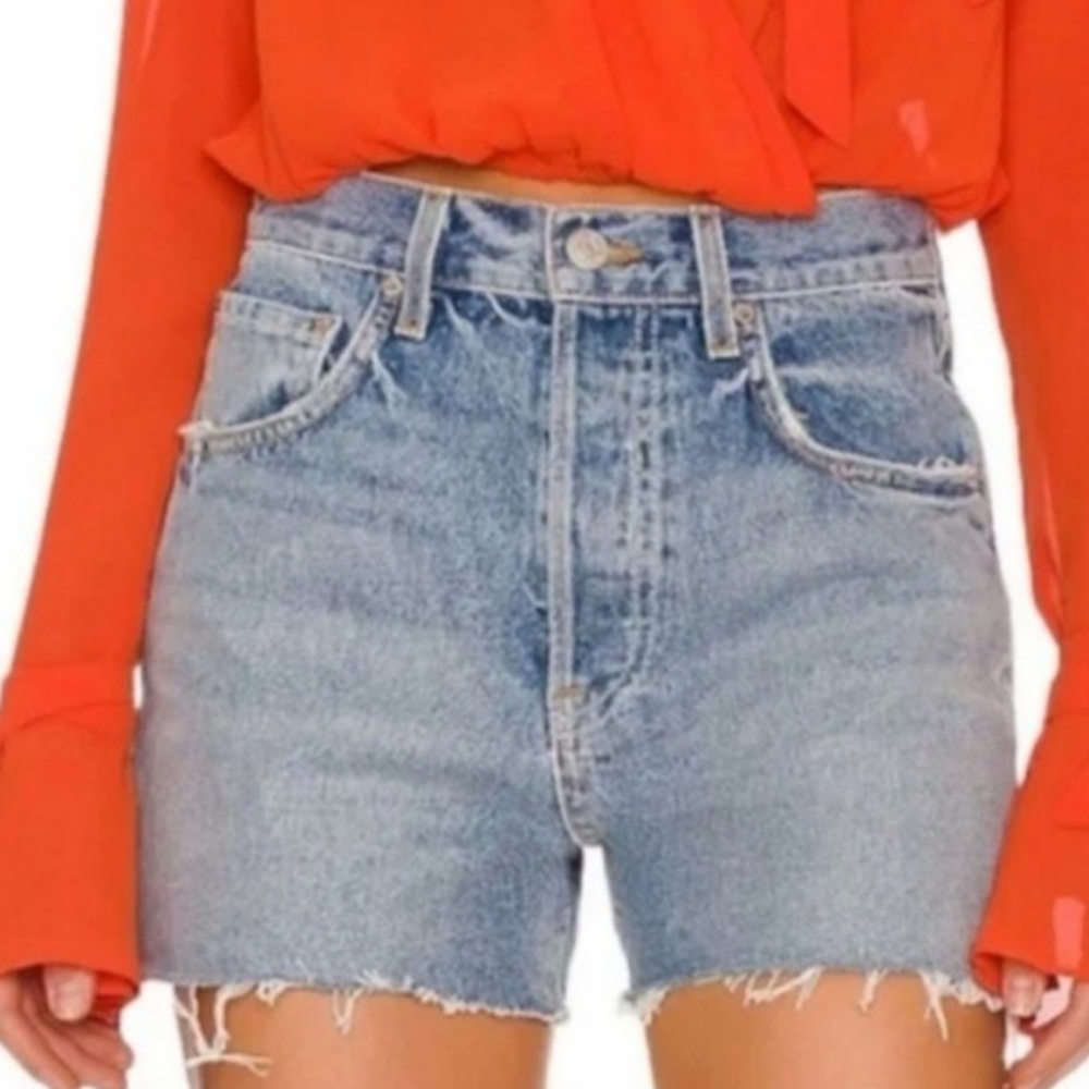 NEW! HOUSE OF HARLOW 1960 High Rise Mom Buttonfly Bermuda Denim Jean Shorts 32.